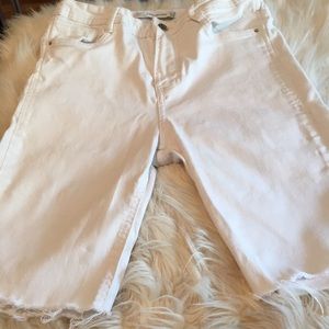 Zara white denim stretch cutoff shorts